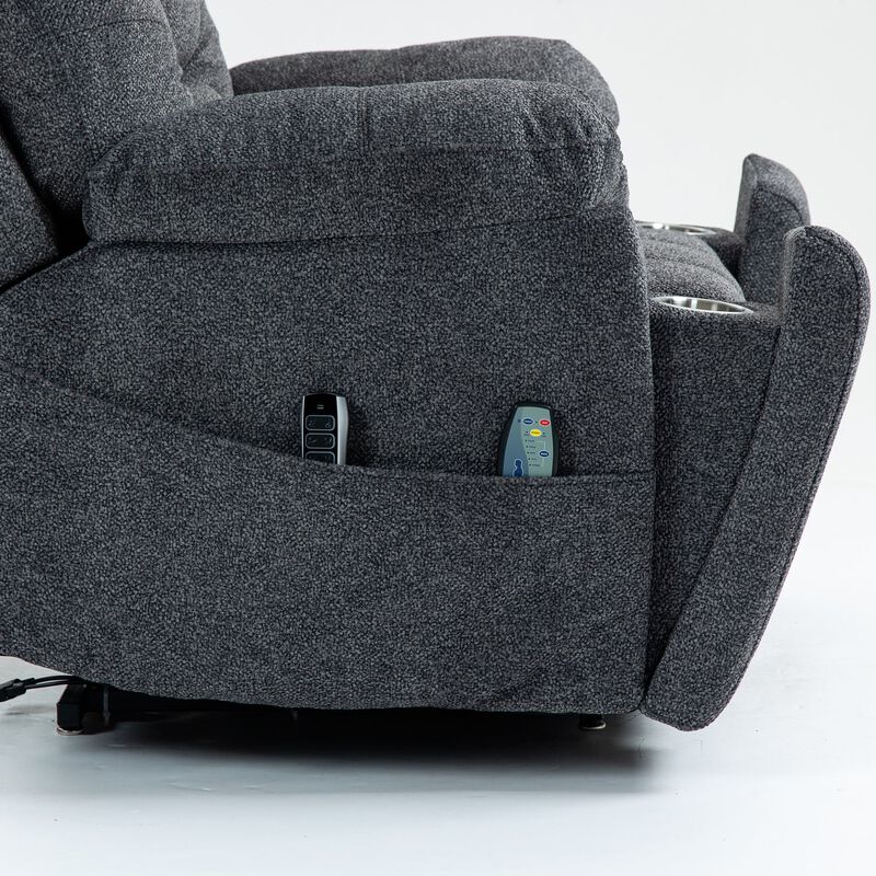 Velvet Electric Lift Recliner with Heating and Massage, Power Lift Sofa Chair with 2 Pocket Cup Holders, 2 Remote Controls, 4 OKIN Motors image number 7