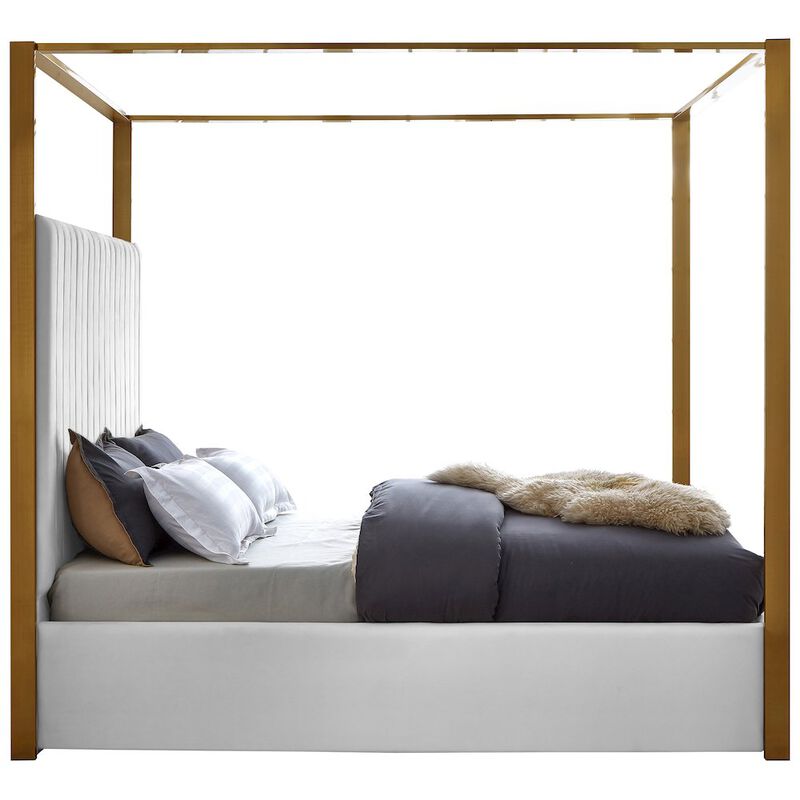 Meridian Furniture Jones White Vegan Leather Queen Bed