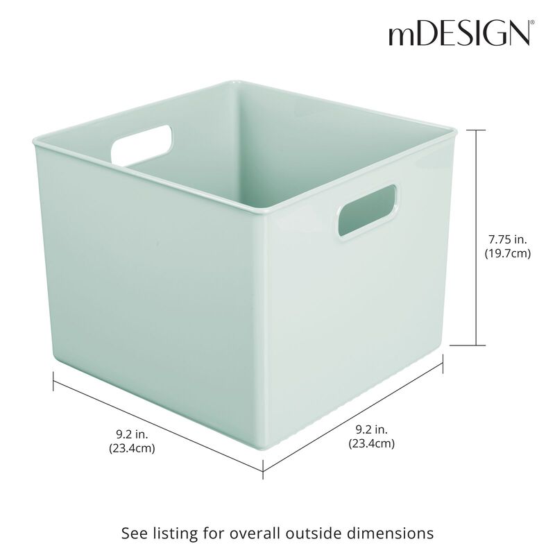 mDesign Plastic Deep Home Storage Organizer Basket Bin, Handles, 4 Pack, Gray image number 5