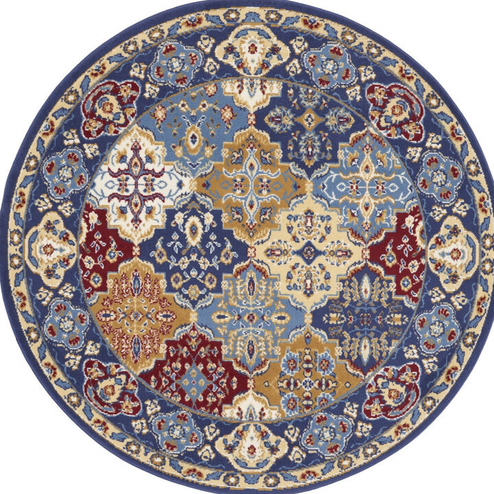 HomeRoots Ogee Distressed Non Skid Round Rug