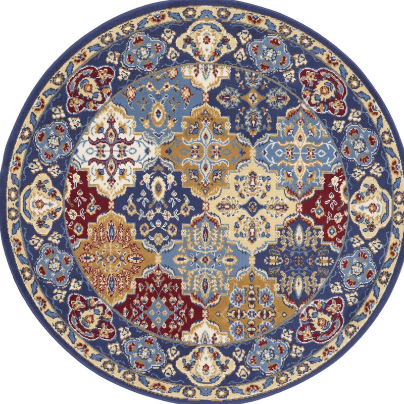 HomeRoots Ogee Distressed Non Skid Round Rug image number 0