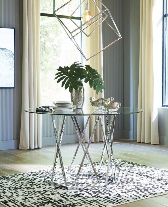 Madanere Round Glass-Top Dining Table