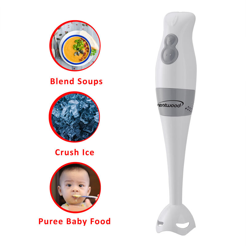 Brentwood HB-38W 2 Speed Hand Blender with Balloon Whisk in White