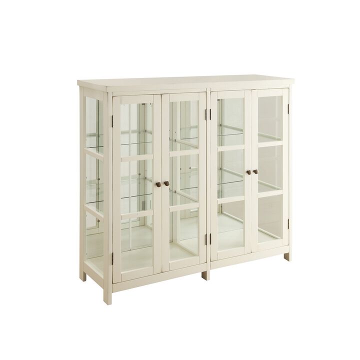 Transitional Style Wooden Accent Display Cabinet , White-Benzara