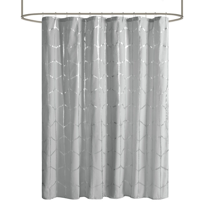 Gracie Mills Isabelle Geometric Metallic Lightweight Shower Curtain