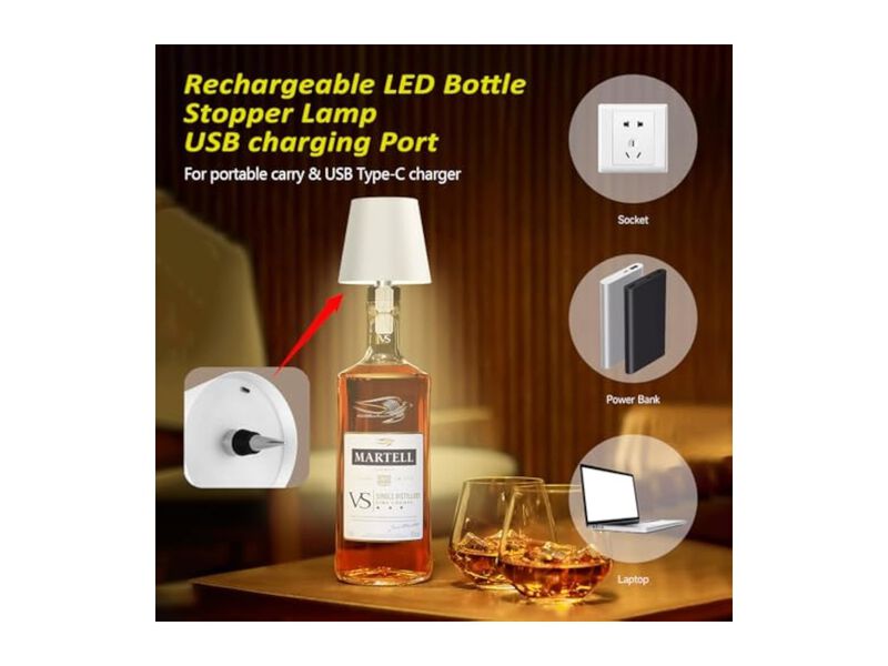 Rechargeable Cordless Dimmable Bottle Lamp For Home Bar Dining Room Restaurant image number 2