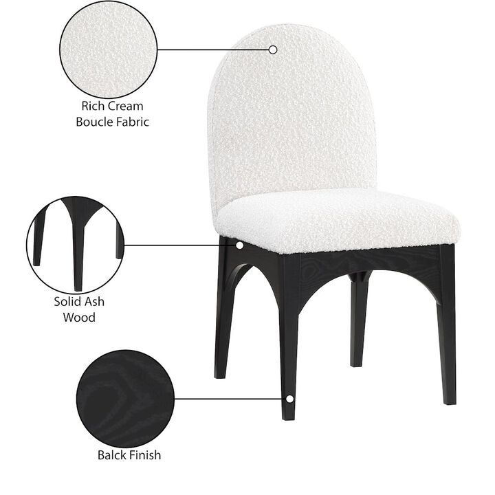 Meridian Furniture Waldorf Cream Boucle Fabric Dining Chair