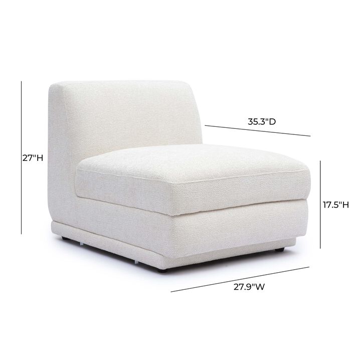Tov Furniture Perry Cream Chenille Modular Armless Chair