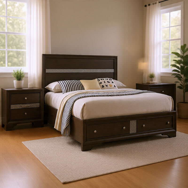 Bedroom Set, Wood, 3 Piece Set with 2 Nightstands image number 8