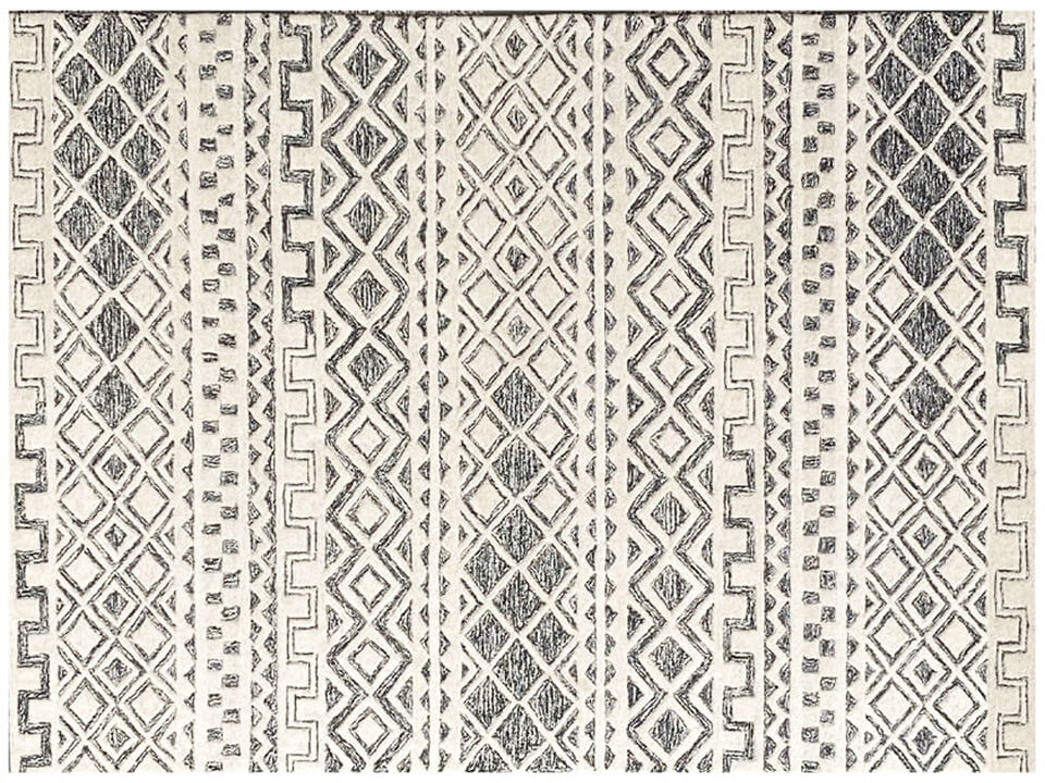 HomeRoots Wool Abstract Geometric Hand Tufted Non Skid Area Rug