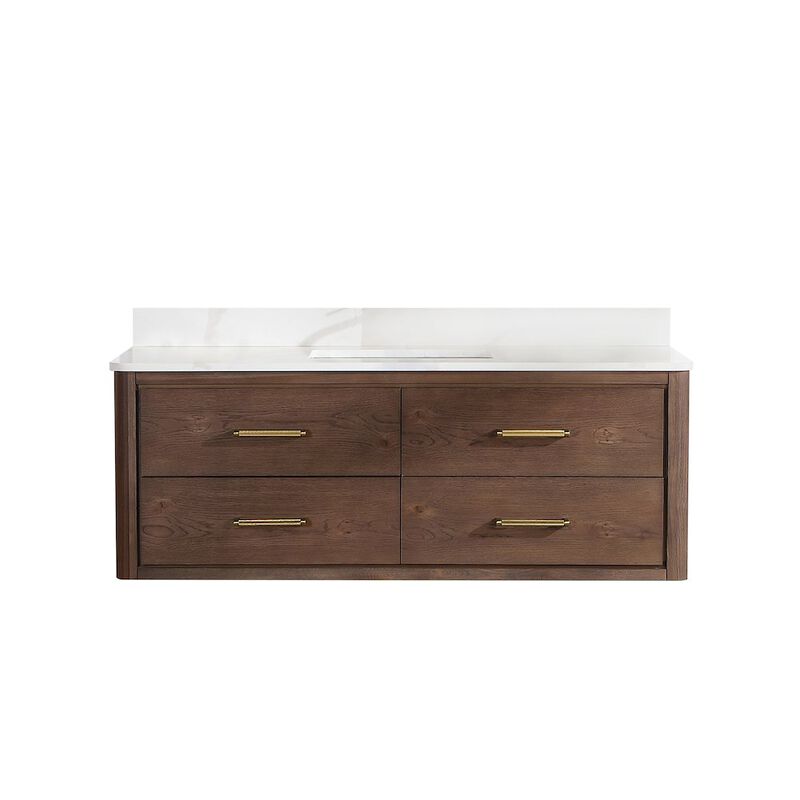 Vinnova Design Cristo 55 Floating Single Bath Vanity in Aged Dark Brown Oak image number 4