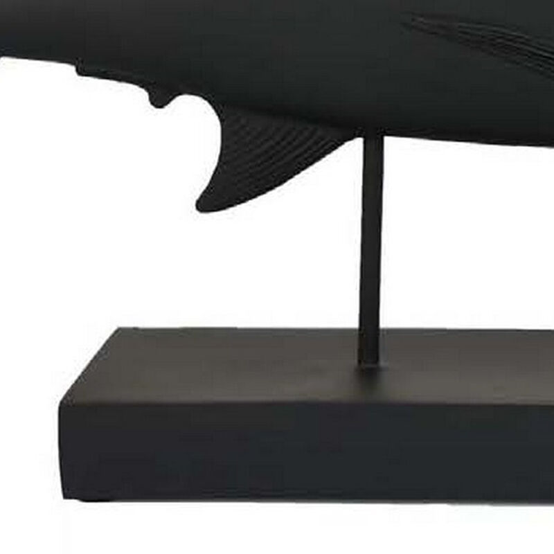 Owa Swordfish Sculpture, Resin Tabletop Decor on Stand, Classic Matte Black - Benzara