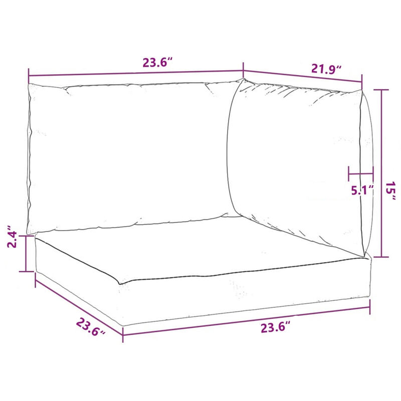 Paom Outdoor Cushion for Bench Set of 3, Plush Ivory Oxford Fabric - Benzara