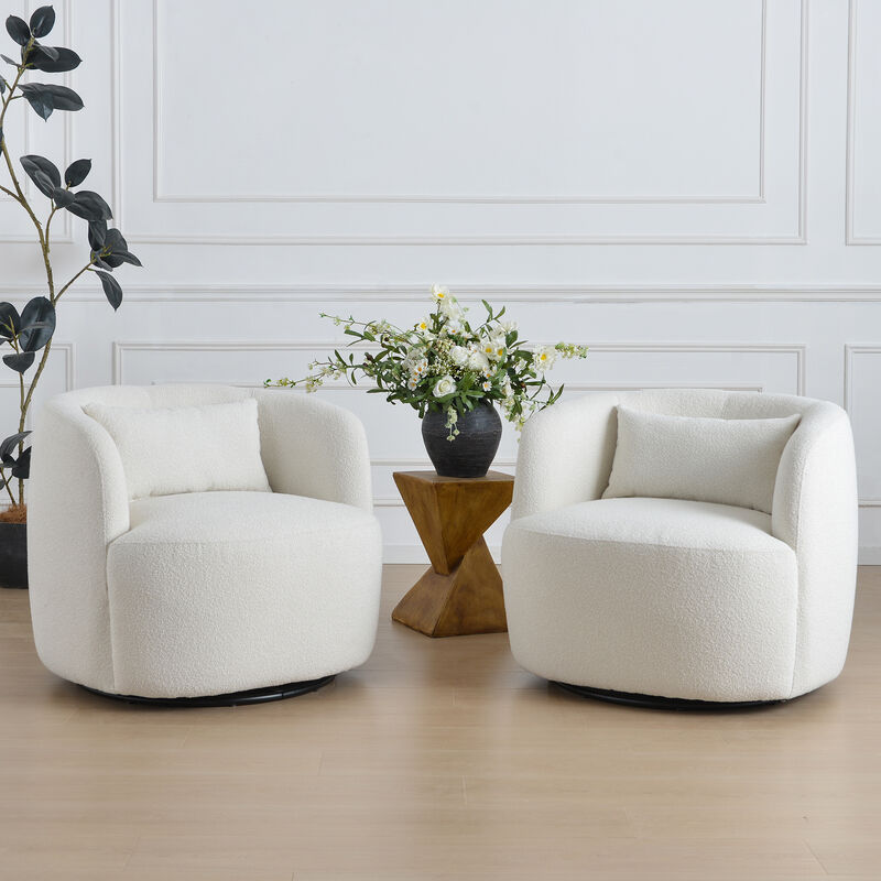 Ashlie Boucl&eacute; Swivel Barrel Chair