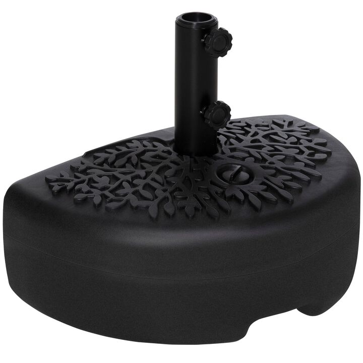 Umbrella Base, Half Round, Sand or Water Filled Patio Umbrella Stand Holder for Lawn, Deck, Backyard and Garden, Fit 1.5"or 2" Pole, Black
