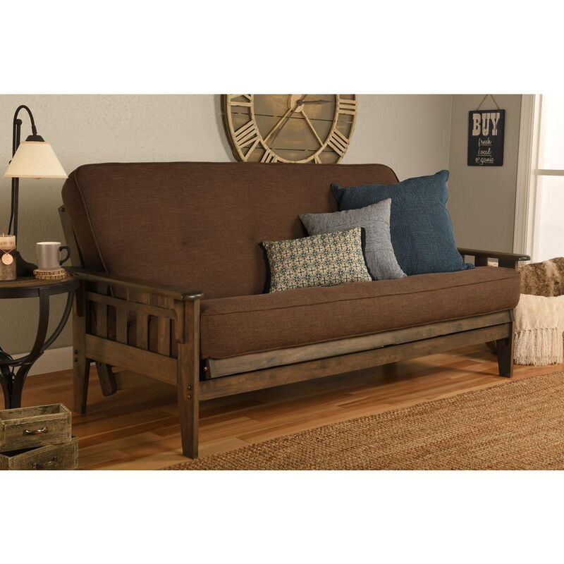 Tucson Frame-Rustic Walnut Finish-Linen Cocoa Mattress