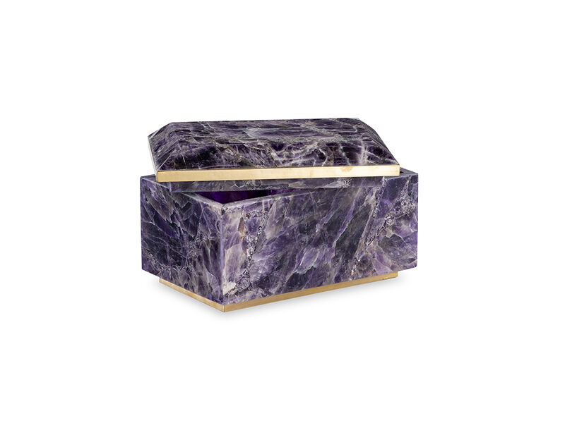 Small Brass And Amethyst Box