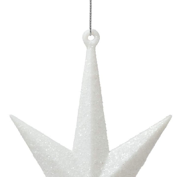 Vickerman 8" White Iridescent Glitter Bethlehem Star Christmas Ornament, 4 per Box