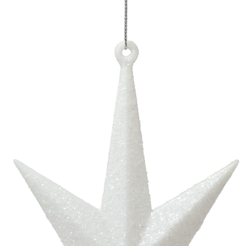 Vickerman 8" White Iridescent Glitter Bethlehem Star Christmas Ornament, 4 per Box image number 1