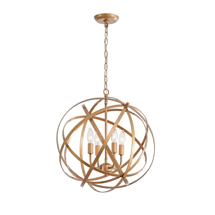 Camilla Brushed Brass Metal Large Orb 4-light Chandelier