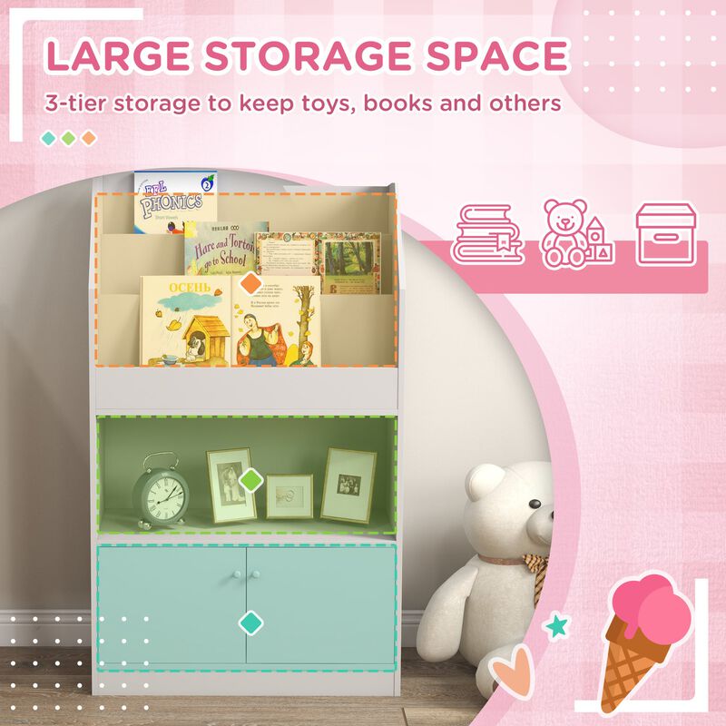 Toy Storage Cabinet, Kids Bookcase Children's Bookshelf for Kids Room, Bedroom, Playroom, Nursery, Gray