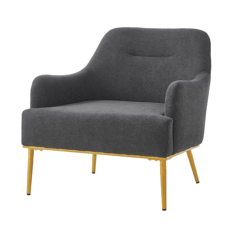 Merax Modern Curved Chenille Accent Chair with Gold Metal Legs image number 0