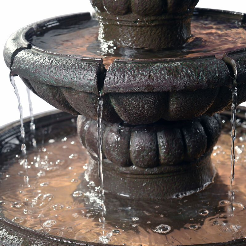 Teamson Home Outdoor Deluxe Pineapple 2-Tier Pedestal Fountain, Carbon Gray image number 4