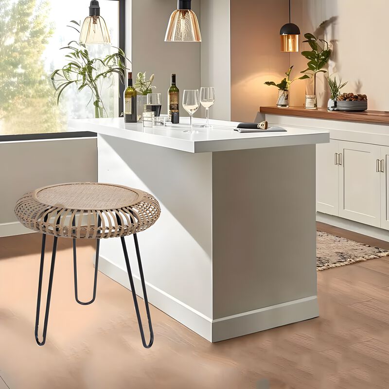 Rattan Wood Tripod Stool Table - Stylish and Versatile Accent Piece for Any Room