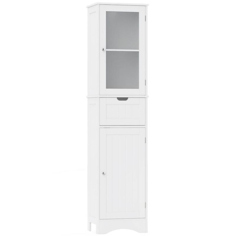 Hivvago Tall Floor Storage Cabinet with 2 Doors and 1 Drawer for Bathroom