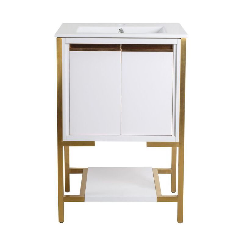 Marseille 24" Bathroom Vanity in White and Brushed Gold image number 0