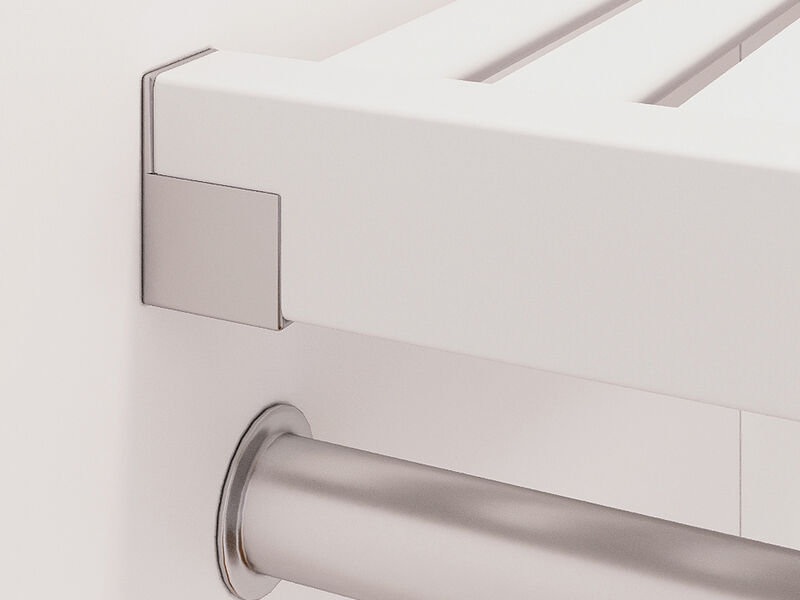 Solid Wood Walk-In Closet Organizer with 4 Shaker Style Drawers and Glass Doors