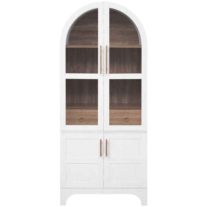 Merax Arched Kitchen Pantry Cabinet with Door Shelves