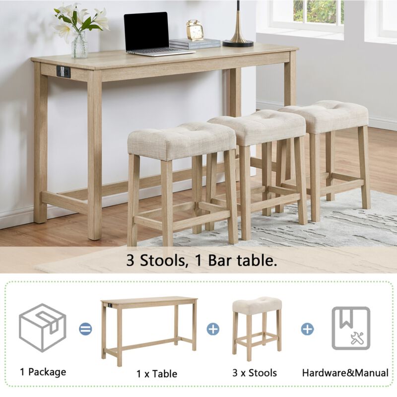 Kepfuf 4‑Piece Farmhouse Bar Table Set image number 8