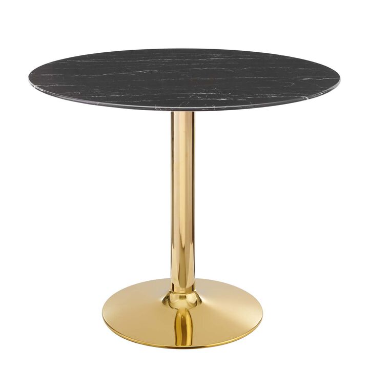 Modway - Verne 35" Artificial Marble Dining Table Gold Black