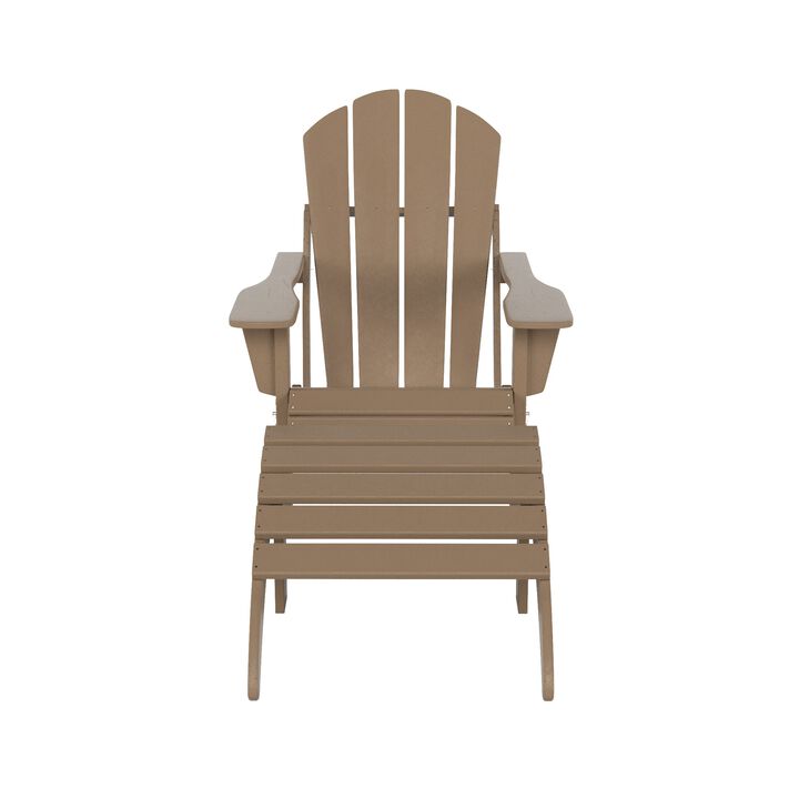 WestinTrends Folding Adirondack Chair With Footrest Ottoman Set