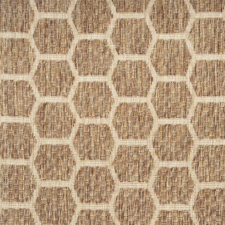 HomeRoots 10' Natural And Beige Geometric Indoor Outdoor Runner Rug