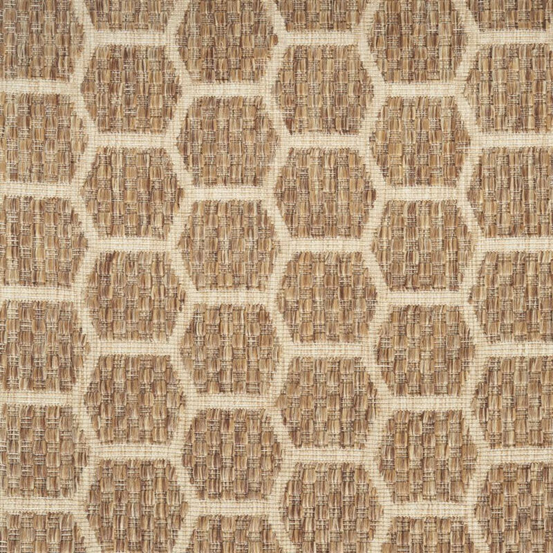 HomeRoots 10' Natural And Beige Geometric Indoor Outdoor Runner Rug image number 1