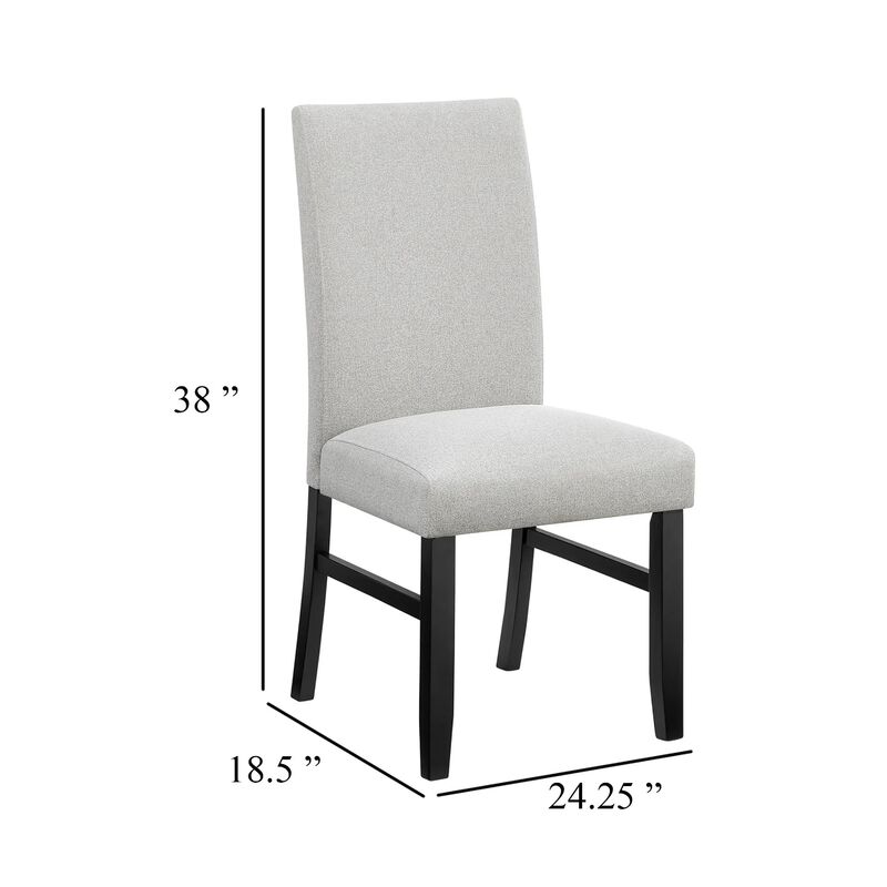 Riac Set of 2 Side Dining Chairs, Black Wood, Dove Gray Fabric Seat image number 5