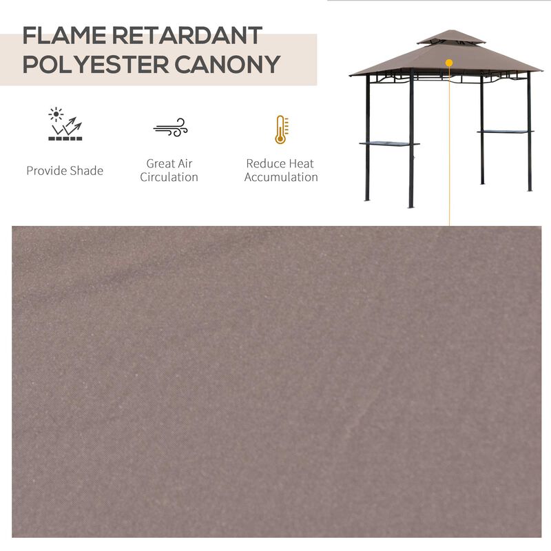 BBQ Grill Gazebo: 8' Patio Canopy with 2 Tier, Flame Retardant Cover, Storage