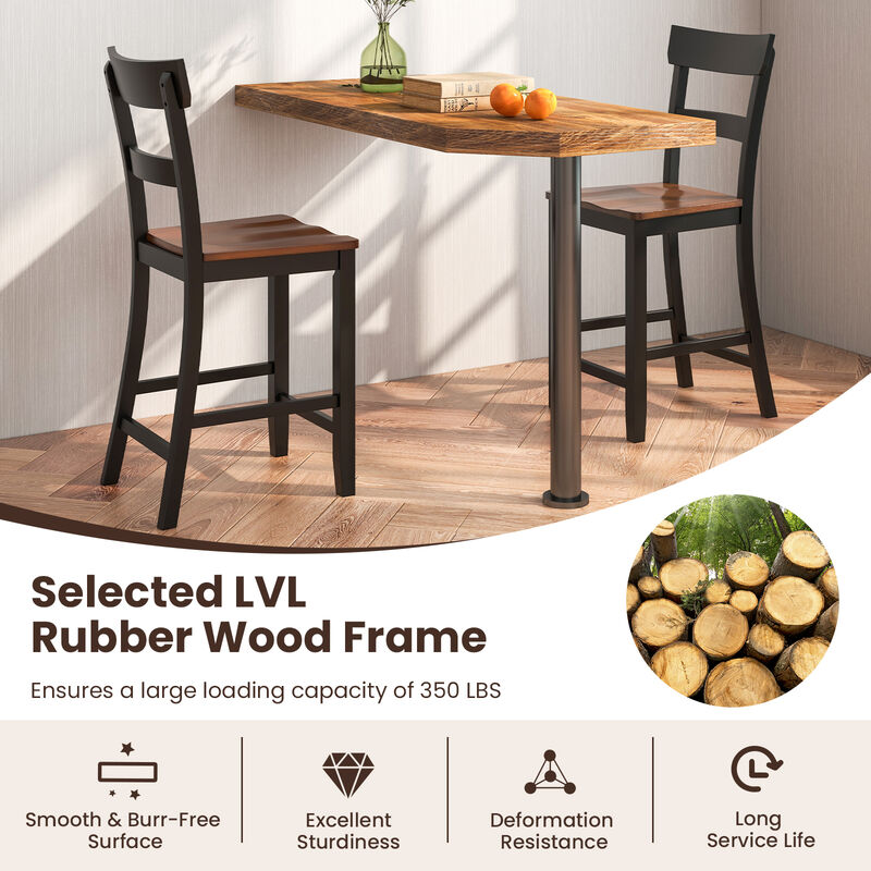 Farmhouse Dining Bar Stool Set of 2 with Solid Rubber Wood Frame image number 5