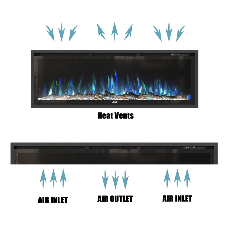 MONDAWE 50" Recessed Wall-mounted Freestanding Electric Fireplace with Remote Control