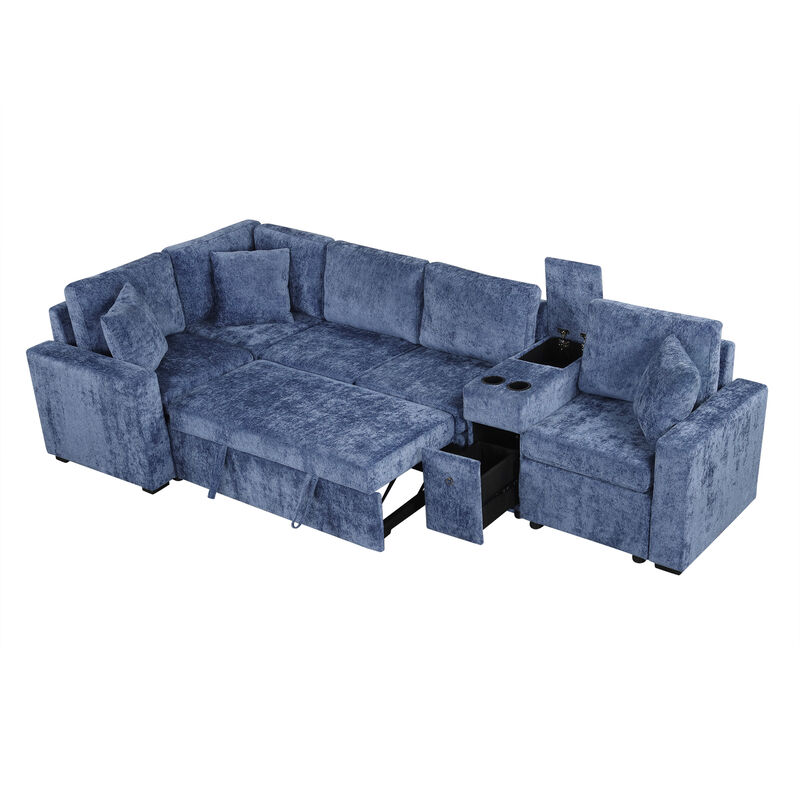 L-shaped Convertible Sectional Sofa Sleeper.