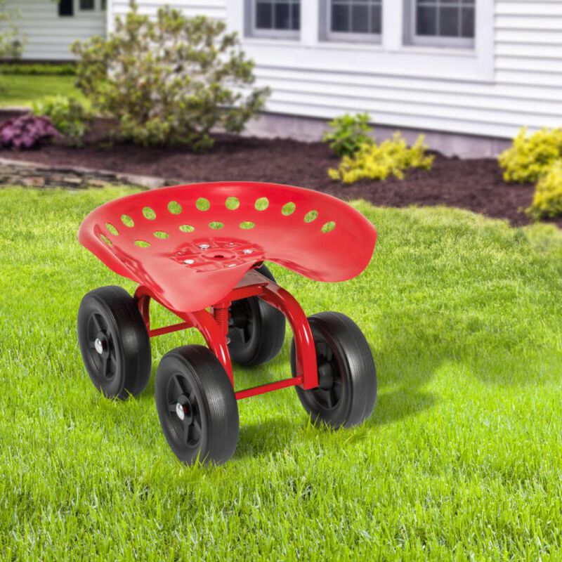 Hivvago Garden Rolling Workseat with 360&deg; Swivel Seat and Adjustable Height