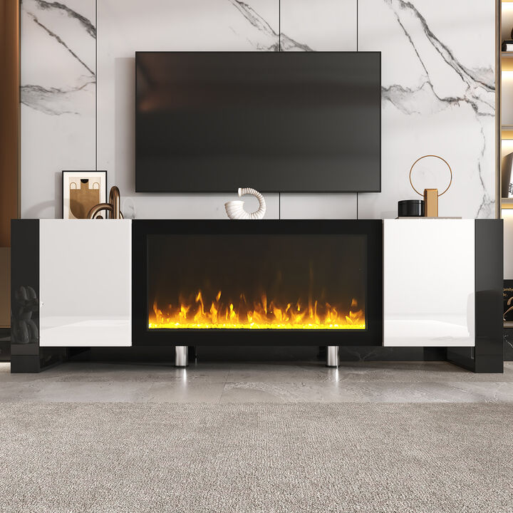 Merax Modern TV Stand with Non-heating Electric Fireplace