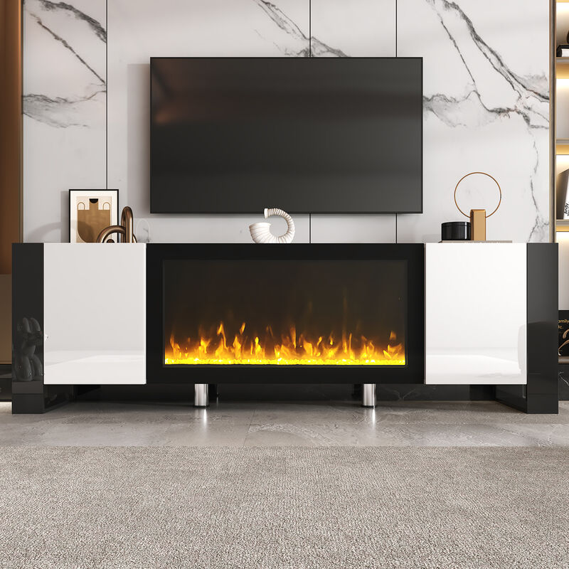Merax Modern TV Stand with Non-heating Electric Fireplace