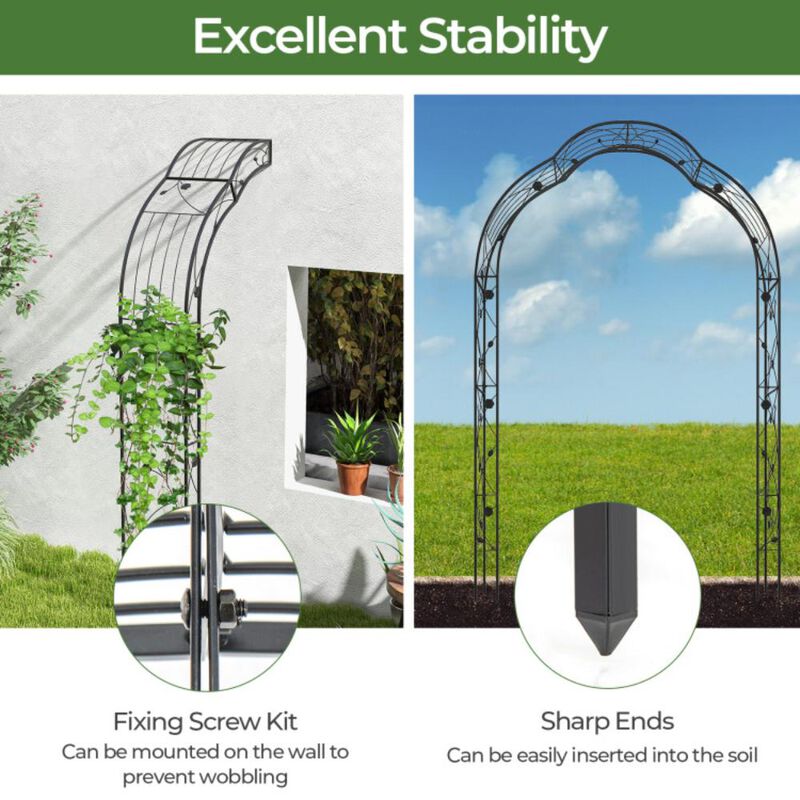 Hivvago Garden Arch Arbor Trellis for Climbing Plants Roses Vines-Black