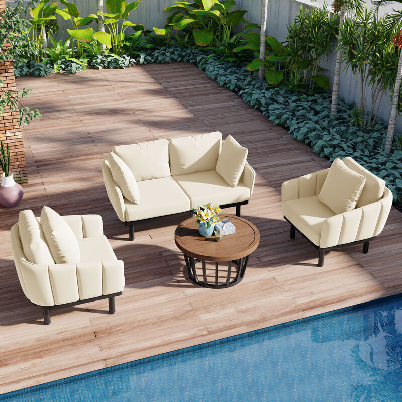 Merax Luxury Modern 4-Piece Outdoor Patio Chat Seating Dining Set