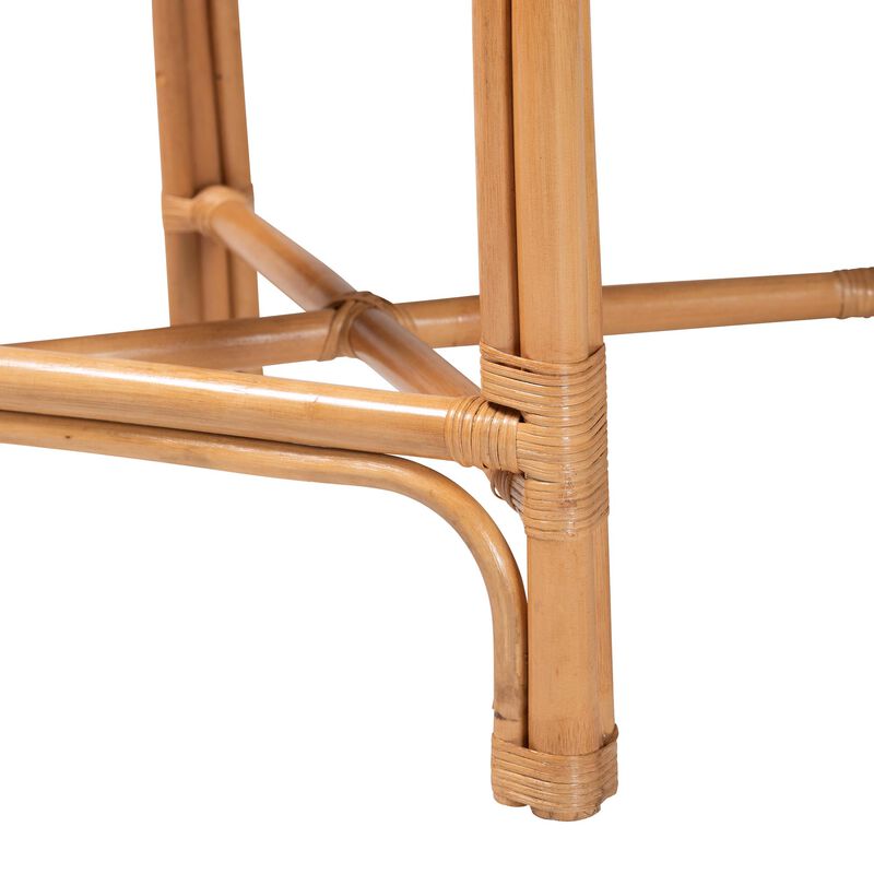 bali & pari Oxford Round Back Rattan Counter Stool - Handwoven Cane Counter Height Chair with Open Lattice Design, Natural Wicker Coastal Kitchen Island Seating