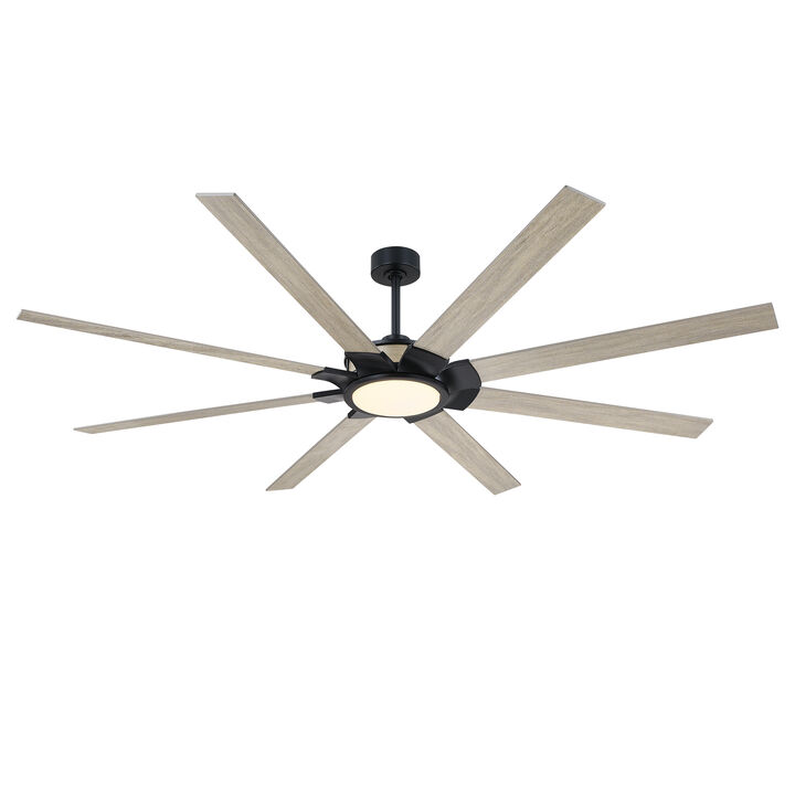 84" Black Farmhouse Windmill 8 Blade Reversible DC Dimmable Extra Large Ceiling Fan with LED Light and Remote