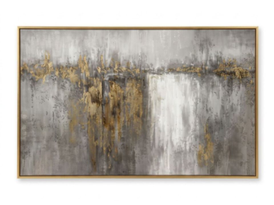 White Gold Walls Abstract Framed Poster 24 X 48 Inch Canvas Wall Art Bedroom